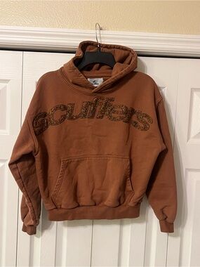 Scuffers Brown Hoodie with Animal Print Logo Unisex Size XS